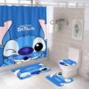 Stitch Bathroom Shower Curtain Toilet Seat Cover & Rugs Set Rze1