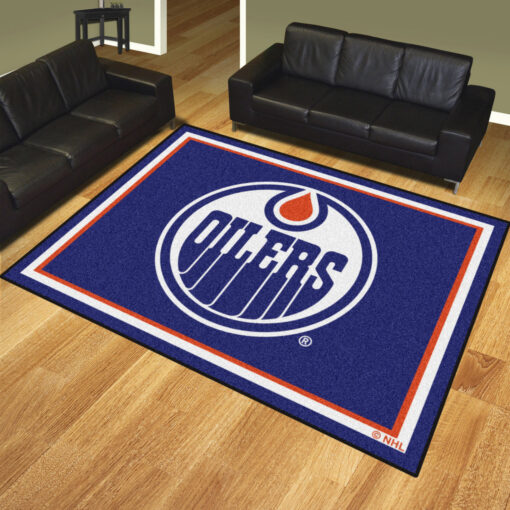 17512 8 x 10 edmonton oilers blue rectangle rug nhl fanmats 72737