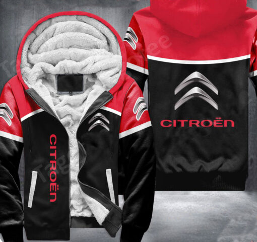 Citroen Logo Personalized Full Zip Hooded Fleece Sweatshirt