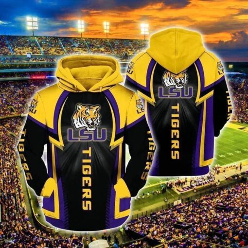 LSU Tigers Logo Football For Fan 3D Hoodie Unique LSU Tigers Gifts