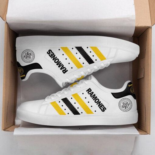 Ramones White Yellow Adidas Stan Smith Low Top Shoes