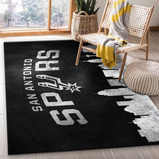 San Antonio Spurs Skyline Black And White NBA Living Room Carpet Rug Home Decor 2950447