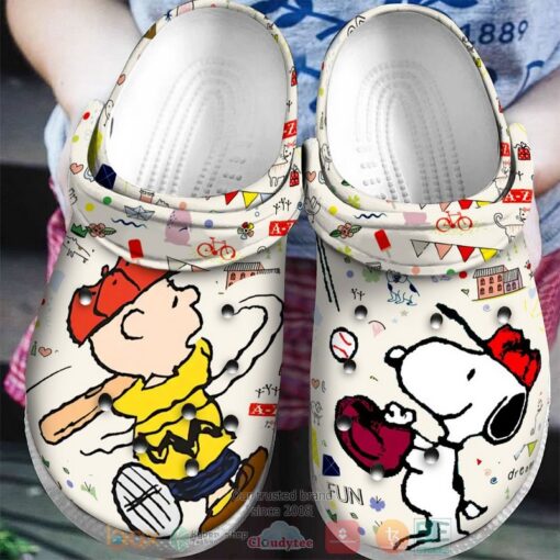 Snoopy and Charlie Brown play baseball Crocband Clog