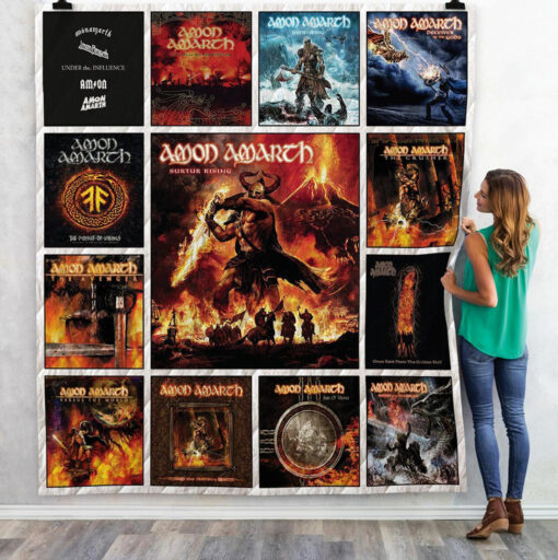 amon amarth albums quilt blanket 02 on sale now design by dalabshopcom 5206 45819