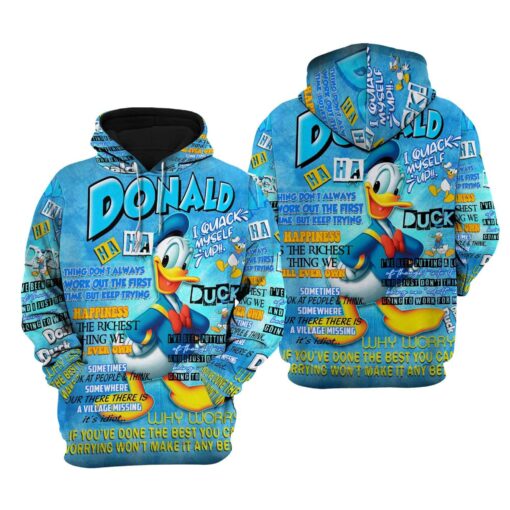 donald duck punk words pattern disney quotes cartoon graphic outfits clothing men women kids toddlers hoodie 3d 1647572404972 1647572404972