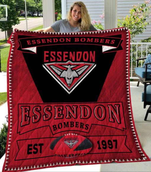 essendon bombers quilt blanket ha1910 fan made 0