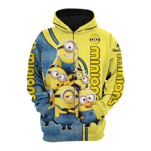 minions yellow navy disney cartoon graphic 3d hoodie zip hoodie 1