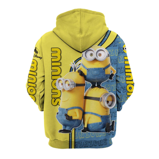 minions yellow navy disney cartoon graphic 3d hoodie zip hoodie 4