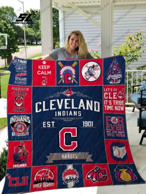 mlb cleveland indians quilt blanket