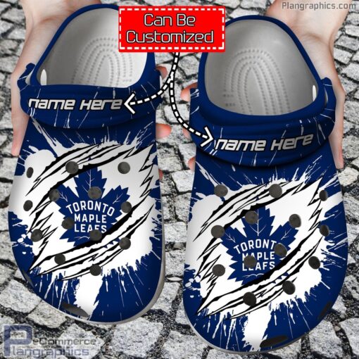 personalized name logo toronto maple leafs hockey ripped claw crocs clog shoes t1mki