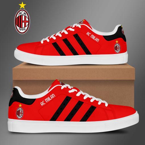 AC Milan Redblack Stripes Style 1 Stan Smith Low Top Shoes2