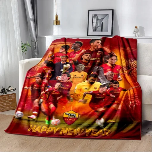 3D printed football club A S Roma a logo blanket for soft and warm Sherpa Fleece