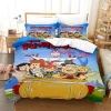 Personality Flintstones Bedding Set Cartoon Anime three piece set Adult Kid Bedroom Duvetcover Sets 3D Kawaii