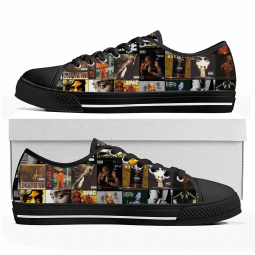 Rap 2Pac Tupac All Eyez on Me Low Top High Quality Sneakers Mens Womens Teenager Canvas