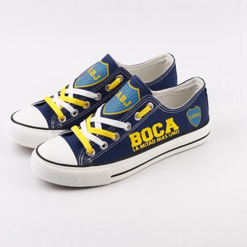 UEFASoccerFansBocaJuniorsTeamPrintedCanvasShoesAdultCasualFlatsSportSneakersRunningShoesT DFB53L 3482 O5A5c