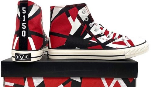 5DE53528 eddie van halen new evh red frankenstein high top sneakers available video trailer image