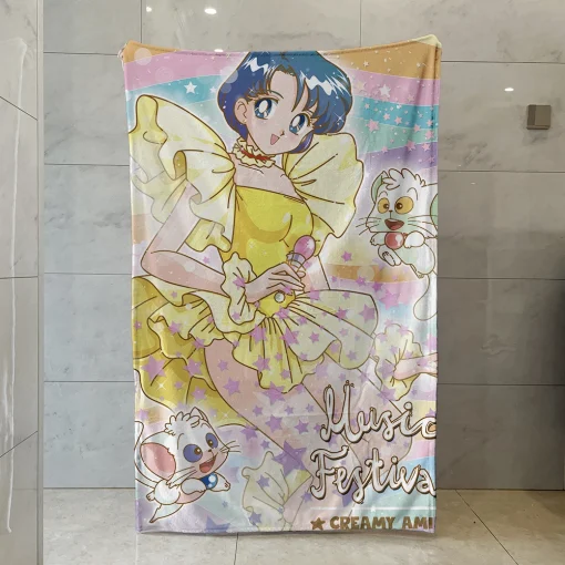 Magical Angel Creamy Mami 3321 Anime Customized Throw Blanket Plush Warm Cartoon Decoration Bed Home Blankets