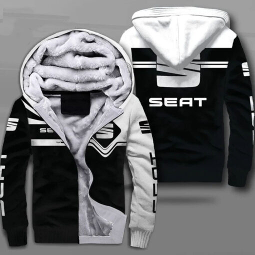 SEAT SA Automotive Company Logo All Over Print Fleece Hoodie