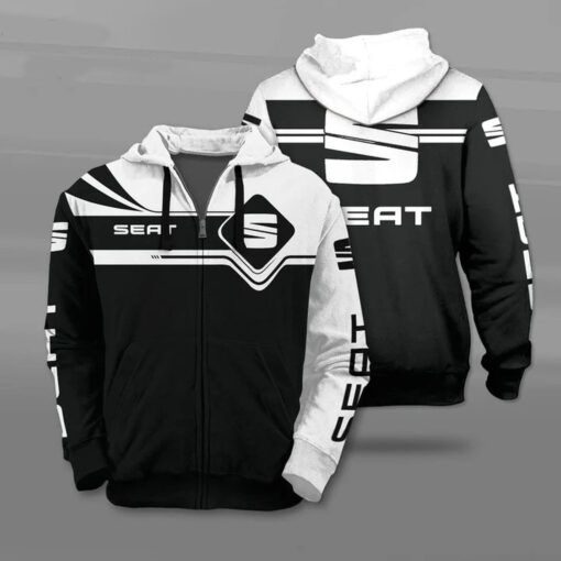 SEAT SA Automotive Company Logo All Over Print Zip Hoodie