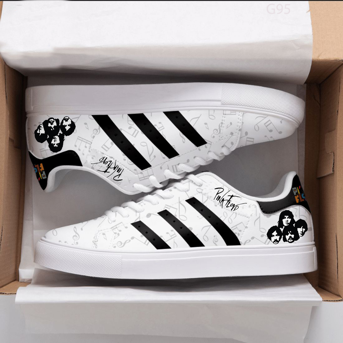 U2 Rock Band Black Stripes Style 2 Stan Smith Low Top Shoes band nhac trang 1