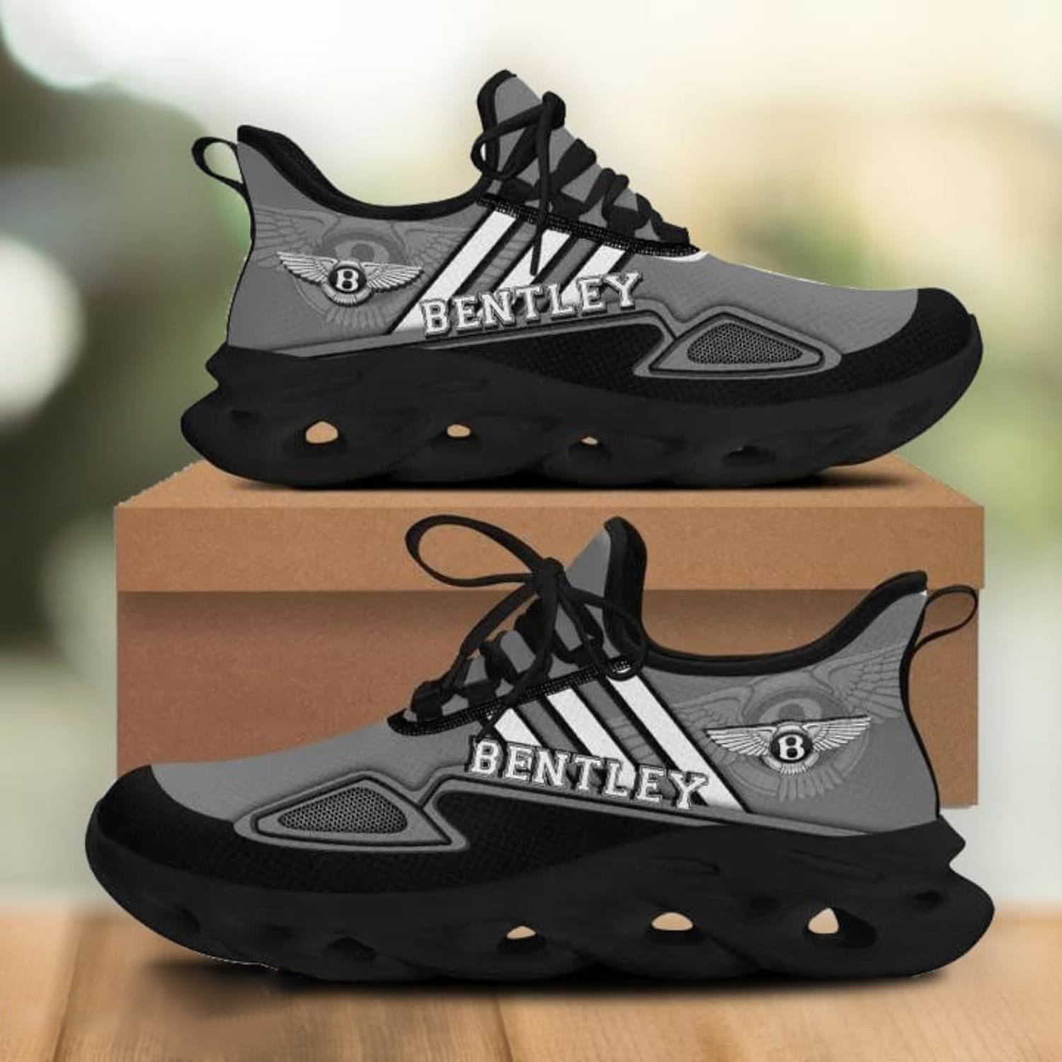 Bentley Max Soul Shoes Running Sneakers For Bentley Car Lovers White Striped Bentley 2