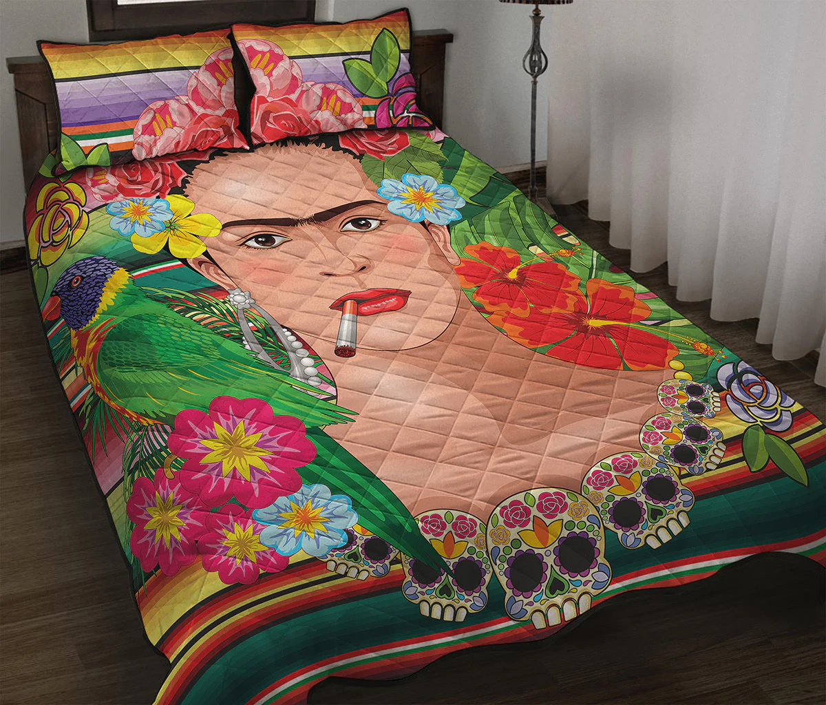 frida-kahlo-serape-print-quilt-bed-set-05 frida kahlo serape print quilt bed set 05