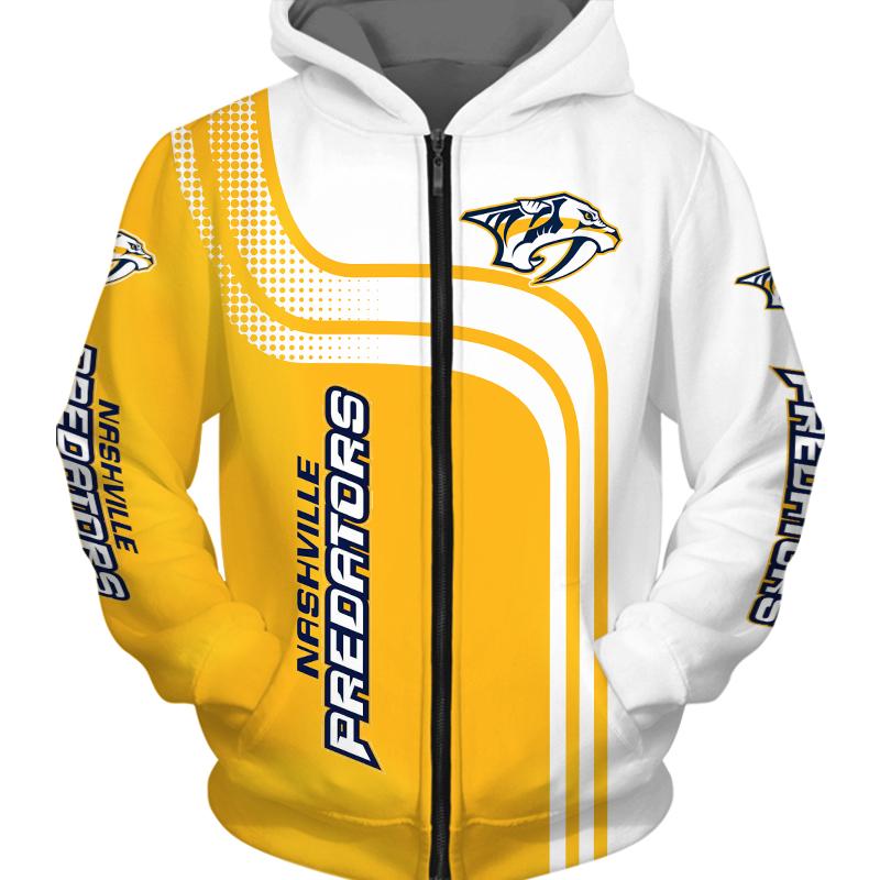 Nashville Predators Zip Up Hoodie 3D Sweatshirt Long Sleeve 2