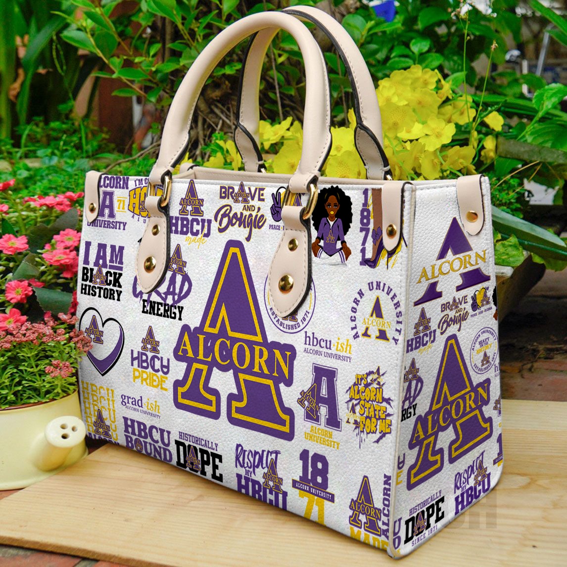 Alcorn State Braves Leather Handbag 1 Alcorn State Braves Leather Handbag