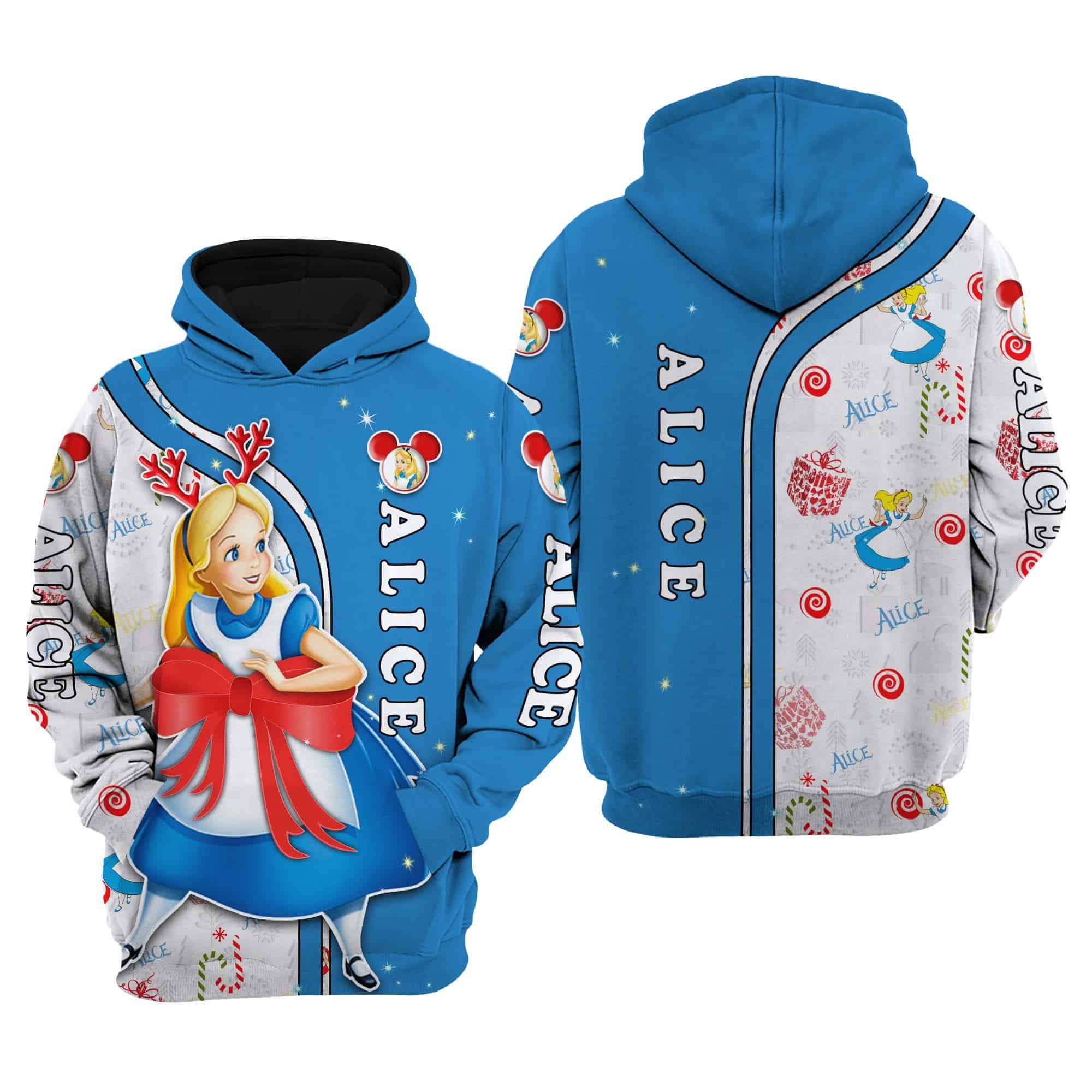 Alice In Wonderland Hoodie Zip Hoodie 3D 1 Alice In Wonderland Hoodie Zip Hoodie 3D