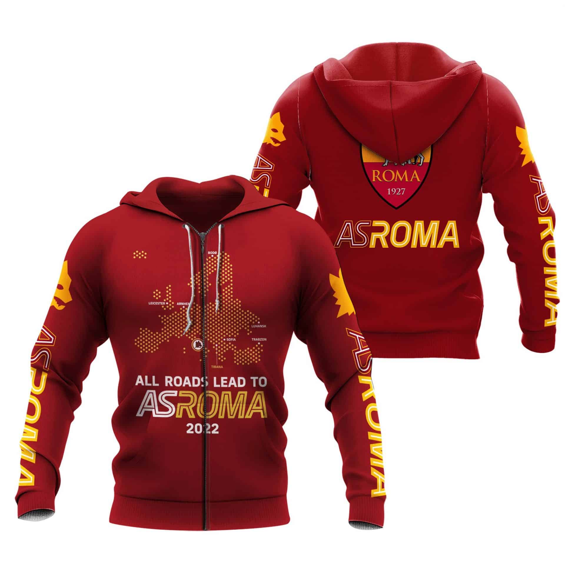 As Roma Hoodie Zip Hoodie 3D 1 As Roma Hoodie Zip Hoodie 3D