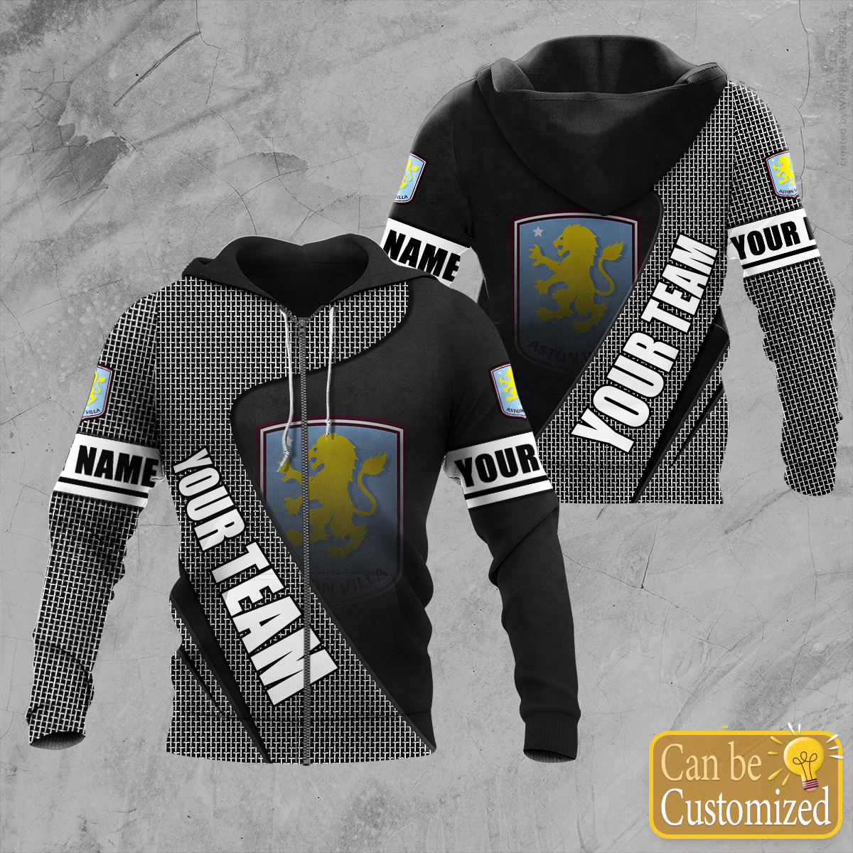 Aston Villa FC Hoodie Zip Hoodie 3D 1 Aston Villa FC Hoodie Zip Hoodie 3D