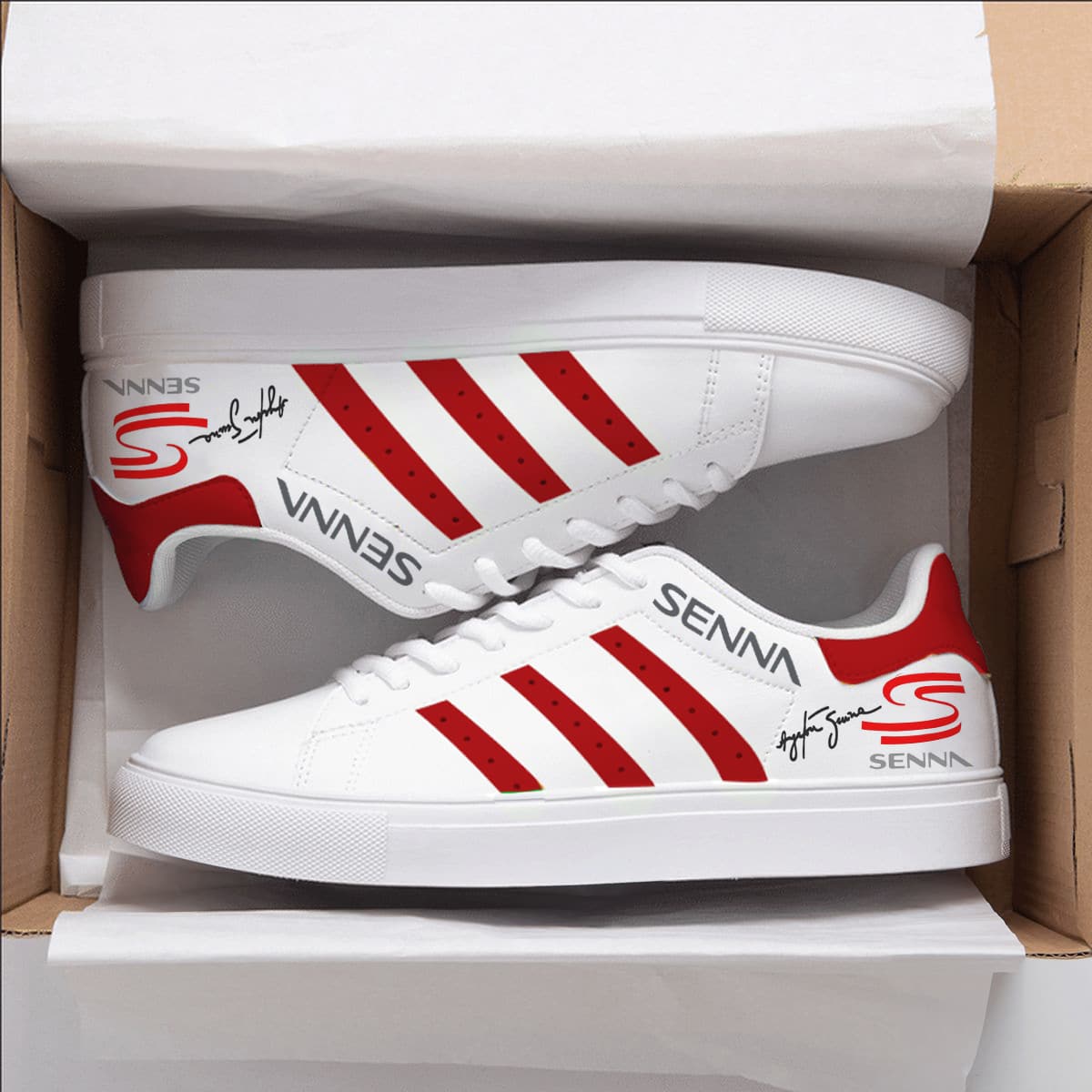Ayrton Senna Red Stan Smith Shoes 1 Ayrton Senna Red Stan Smith Shoes