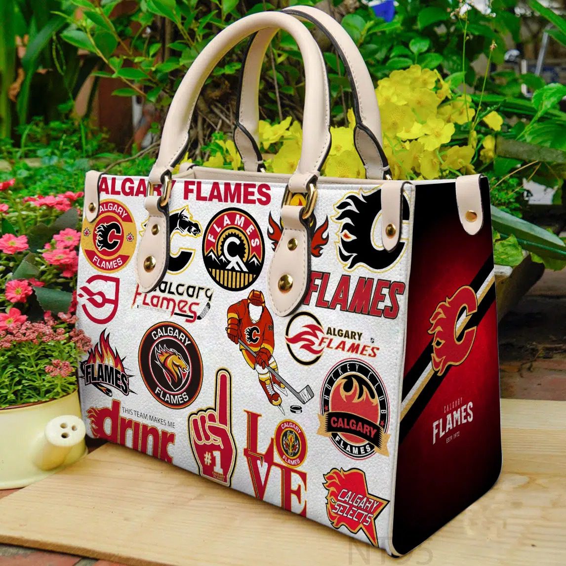 Calgary Flames Leather Handbag 1 Calgary Flames Leather Handbag