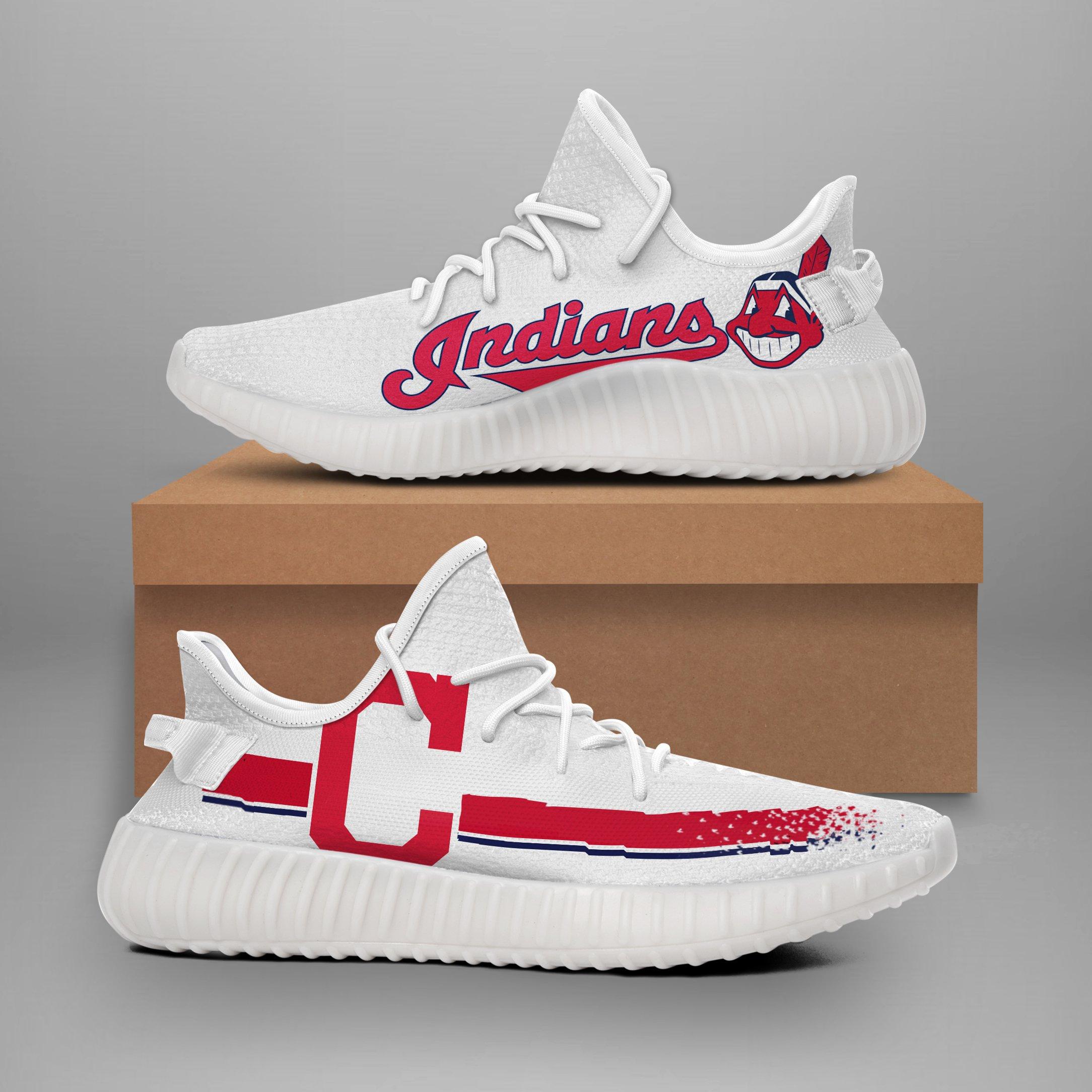 Cleveland Indians White Yeezy Shoes 1 Cleveland Indians White Yeezy Shoes