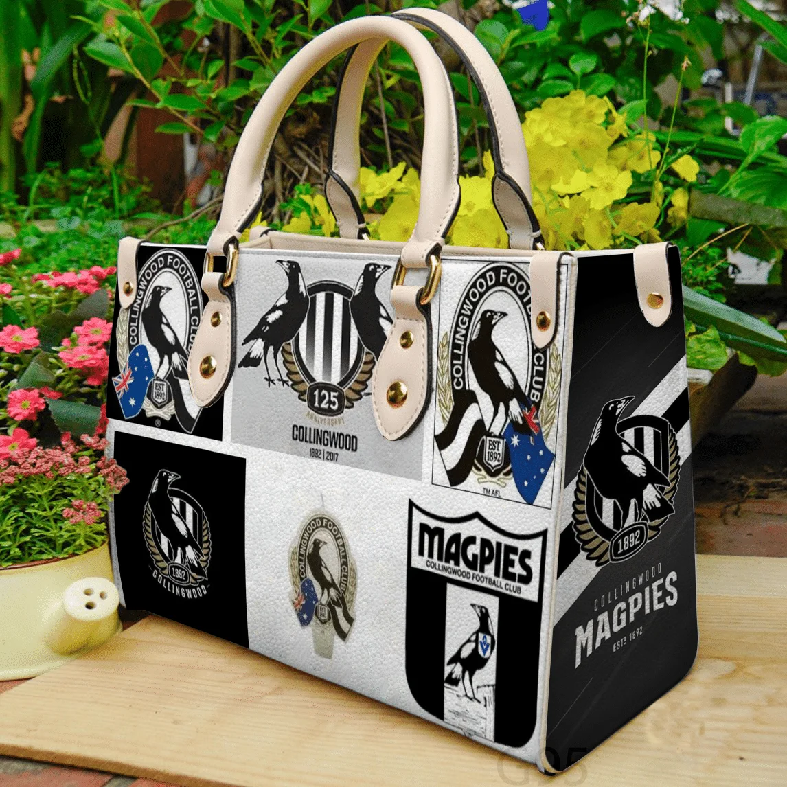 Collingwood Magpies Leather Handbag 1 Collingwood Magpies Leather Handbag
