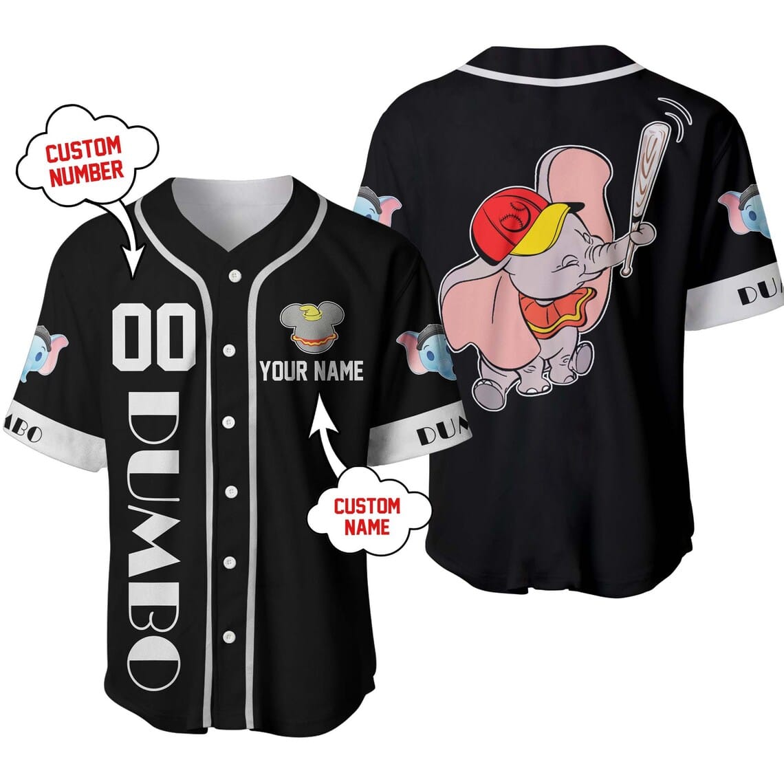 Disney Dumbo 3D Baseball Jersey 1 Disney Dumbo 3D Baseball Jersey