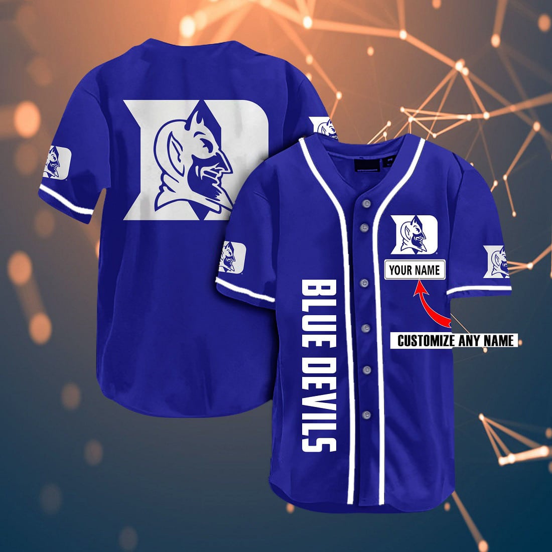 Duke Blue Devils 3D Baseball Jersey 1 Duke Blue Devils 3D Baseball Jersey