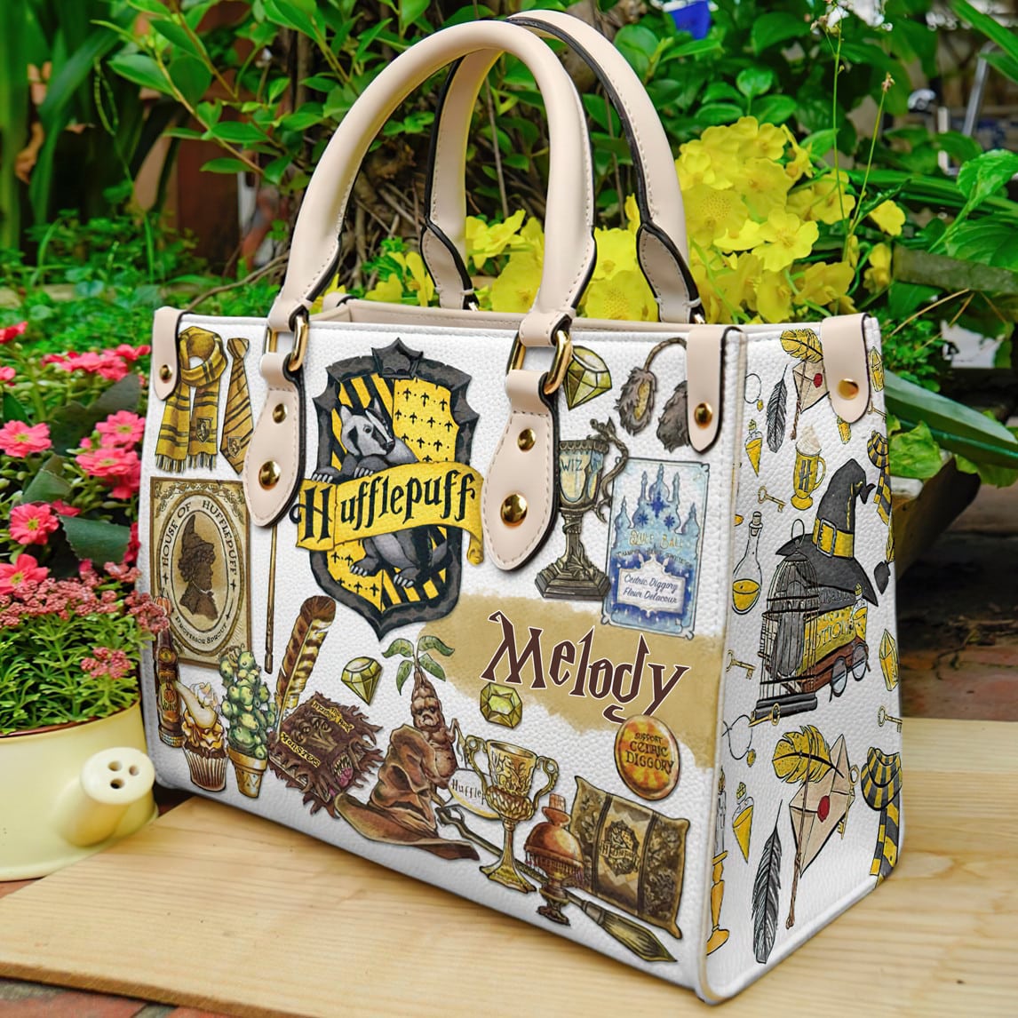Harry Potter Hufflepuff Leather Handbag 1 Harry Potter Hufflepuff Leather Handbag