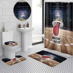 Miami Heat Bathroom Shower Curtain