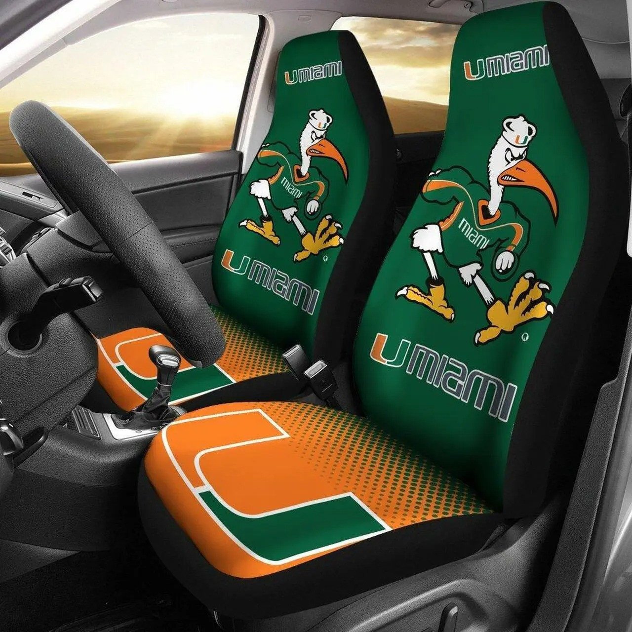 Miami Hurricanes 1G Seat Covers 1 Miami Hurricanes 1G Seat Covers