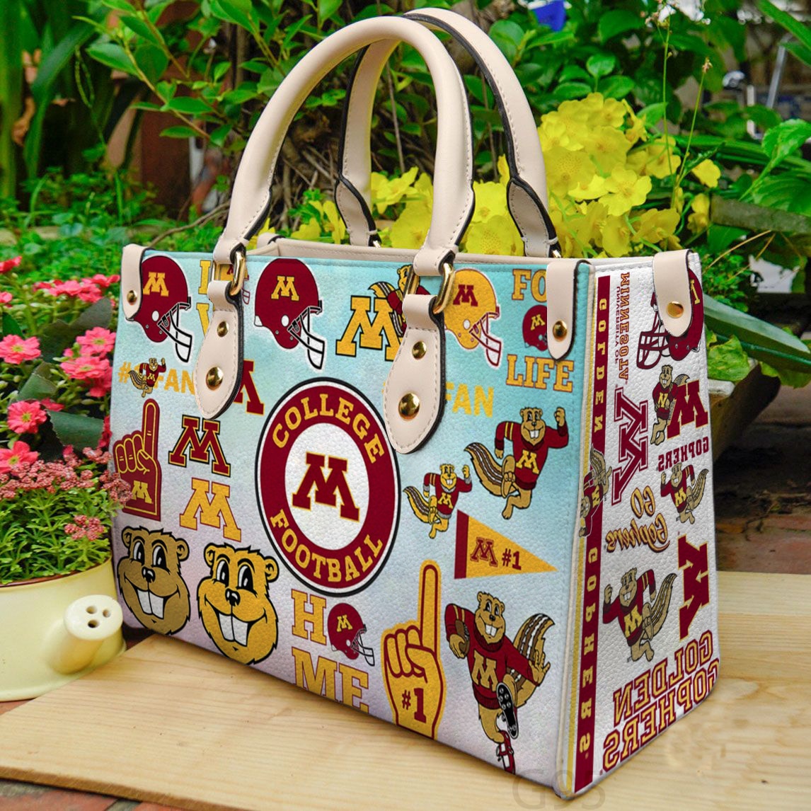 Minnesota Golden Gopher Leather Handbag 1 Minnesota Golden Gopher Leather Handbag