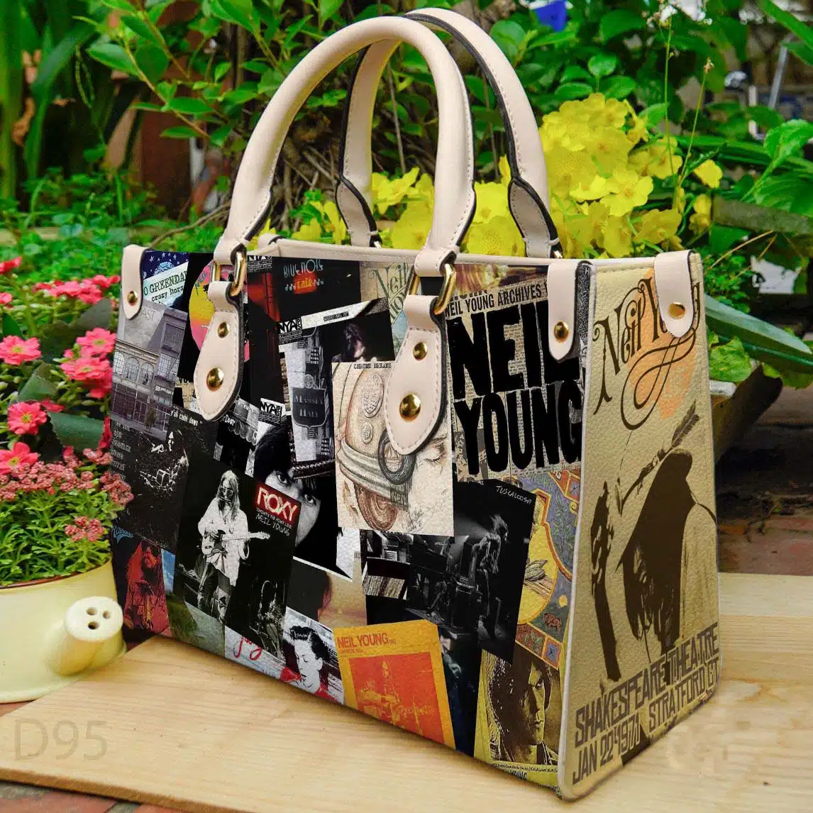 Neil Young Band 5 Leather Handbag 1 Neil Young Band 5 Leather Handbag