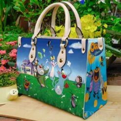 Oggy And The Cockroaches Leather Handbag