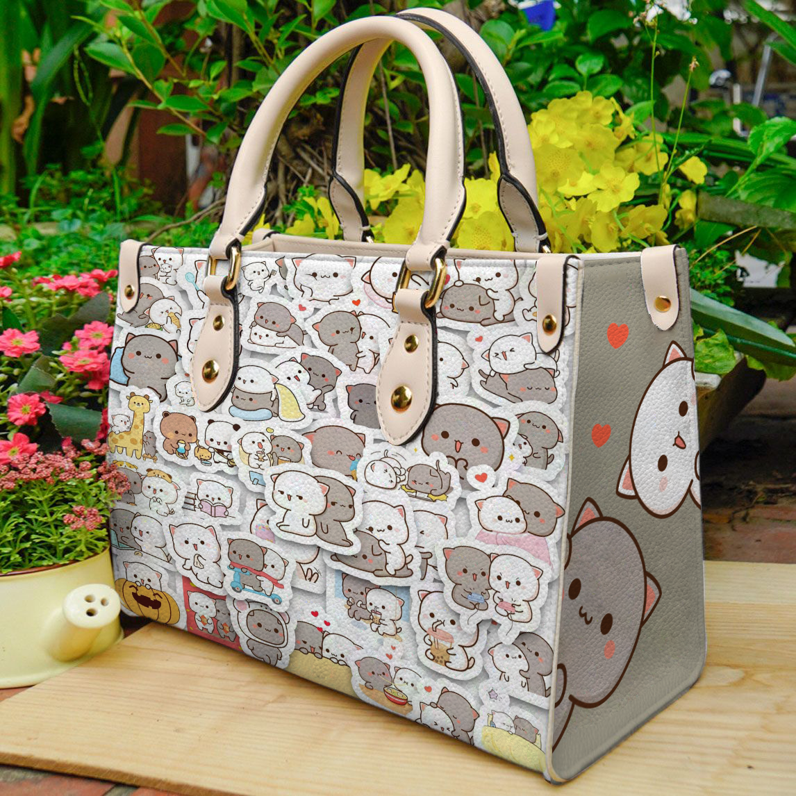 Peach And Goma A2 Leather Handbag 1 Peach And Goma A2 Leather Handbag