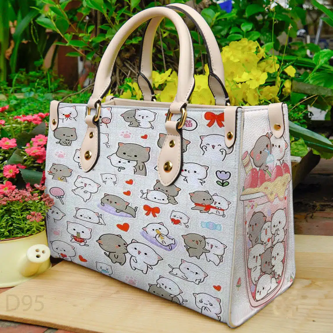 Peach And Goma Leather Handbag 1 Peach And Goma Leather Handbag