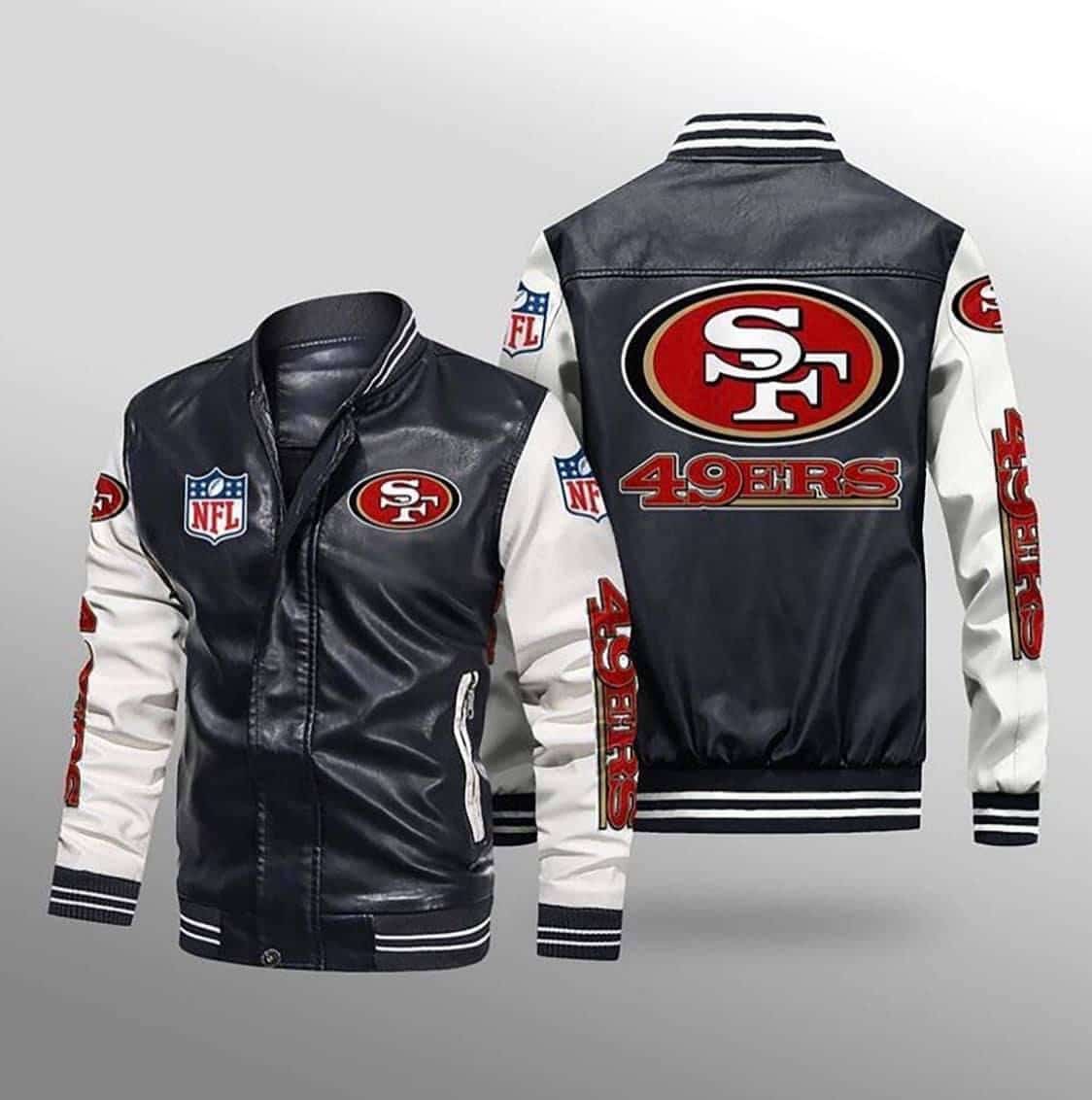 San Francisco 49ERS 1G Leather Baseball Jacket 1 San Francisco 49ERS 1G Leather Baseball Jacket