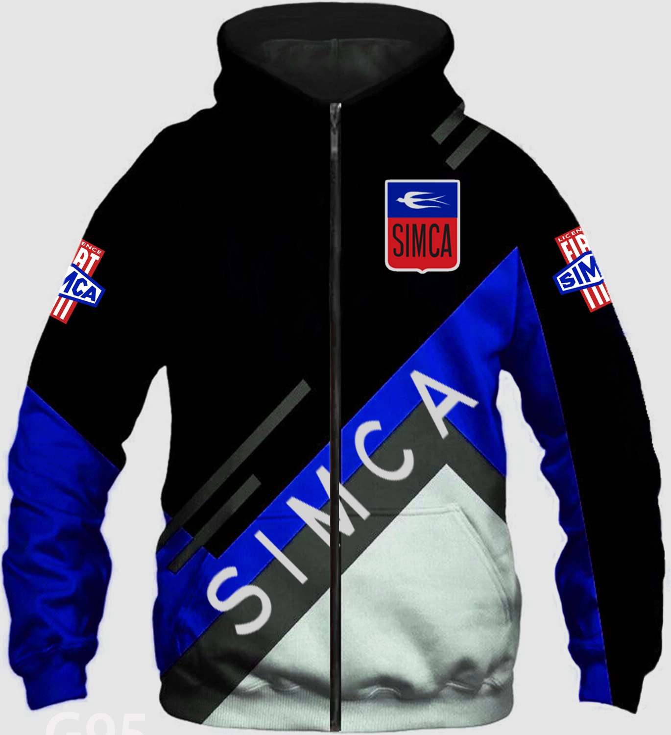Simca Blue Hoodie Zip Hoodie 3D 1 Simca Blue Hoodie Zip Hoodie 3D