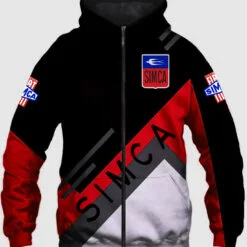 Simca Red Hoodie Zip Hoodie 3D