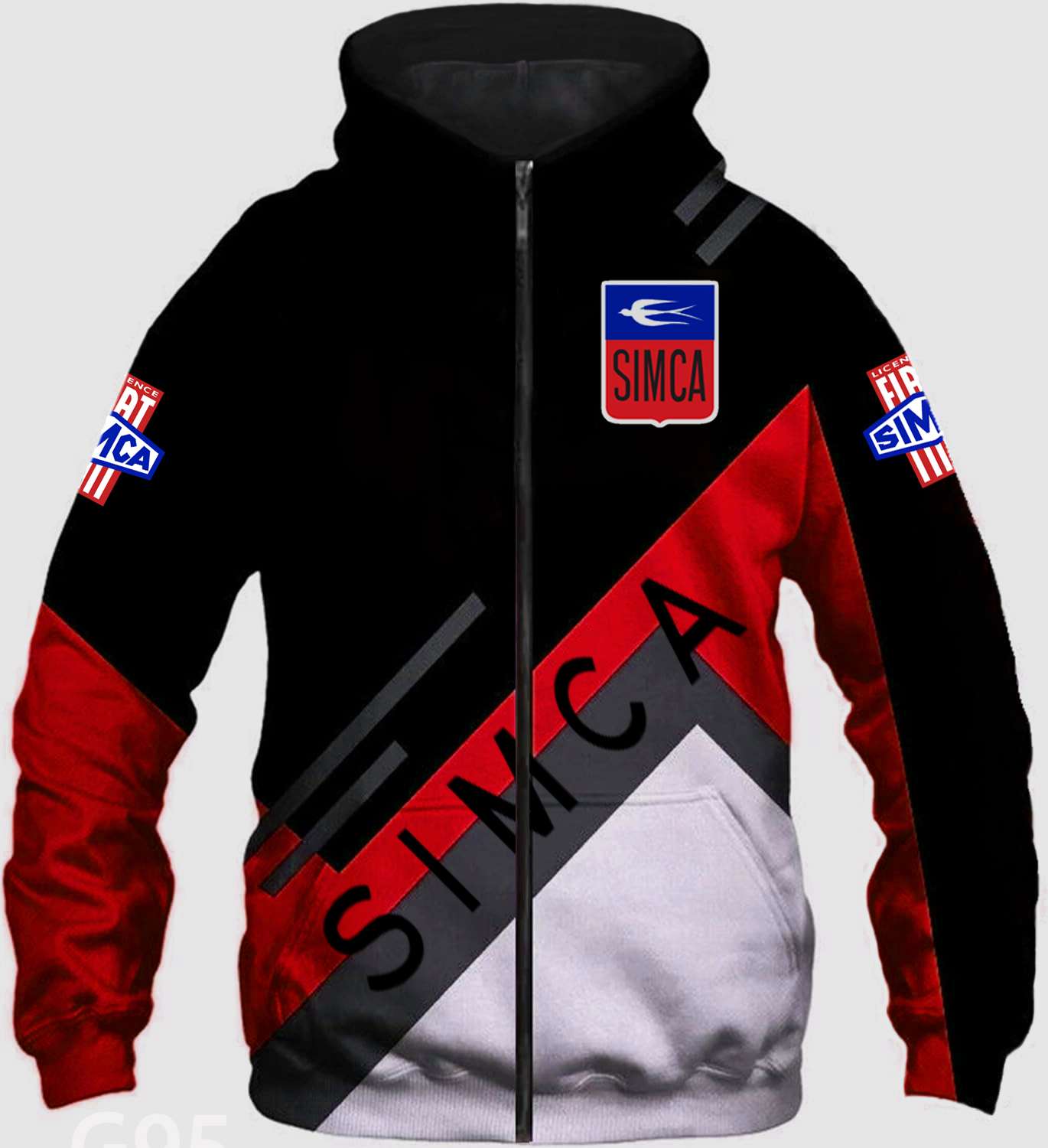 Simca Red Hoodie Zip Hoodie 3D 1 Simca Red Hoodie Zip Hoodie 3D
