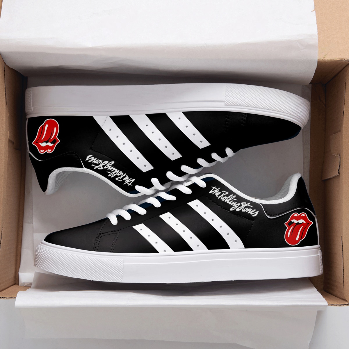 The Rolling Stones Black Stan Smith Shoes 1 The Rolling Stones Black Stan Smith Shoes
